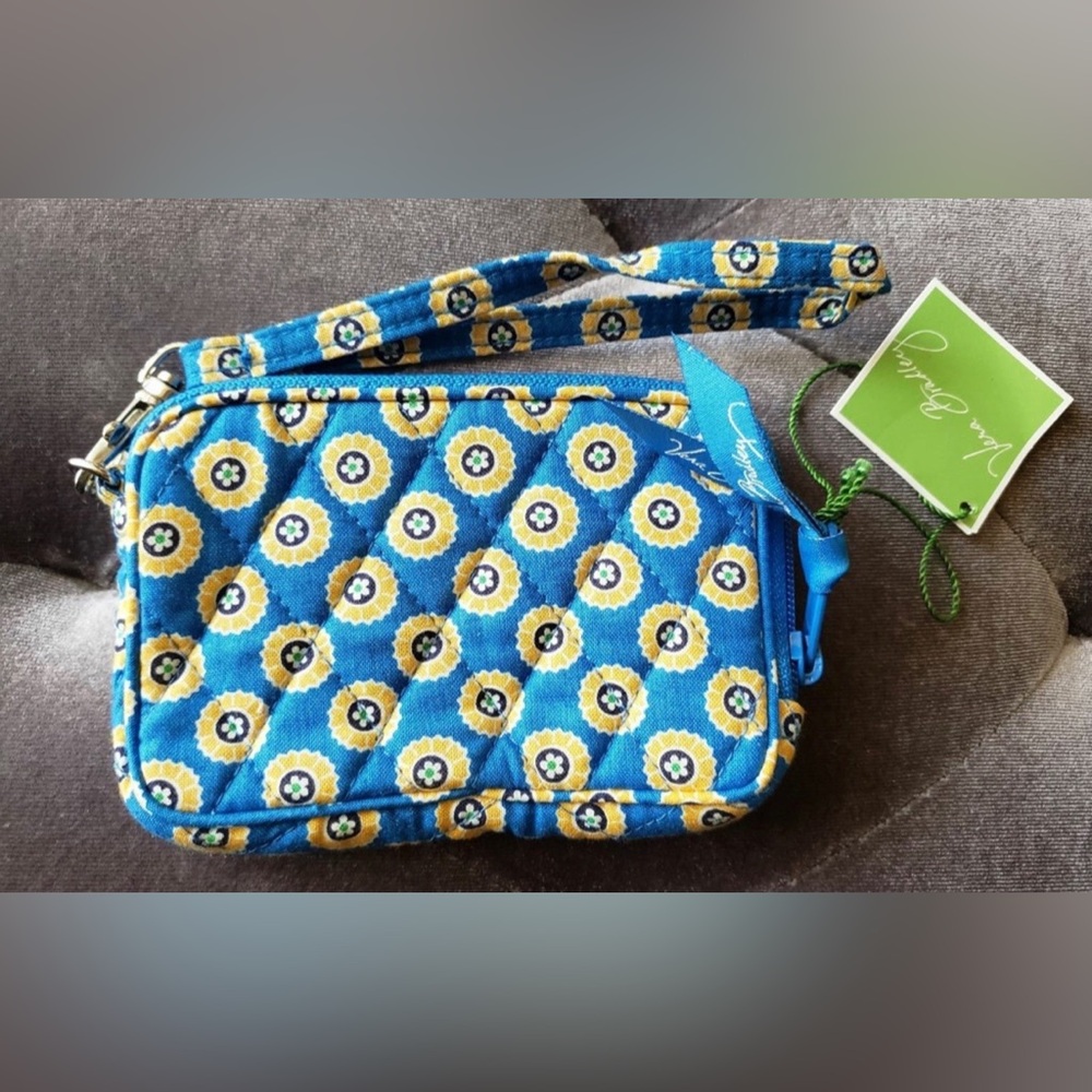 Vera Bradley Blue & Yellow Wristlet Floral Bag (New with tag)